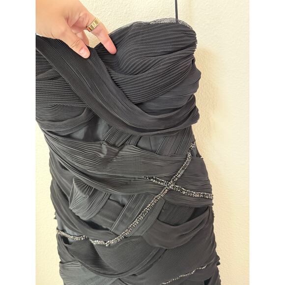 Alice + Olivia Black Rhinestone Mini Dress Size 6 - Picture 6 of 7